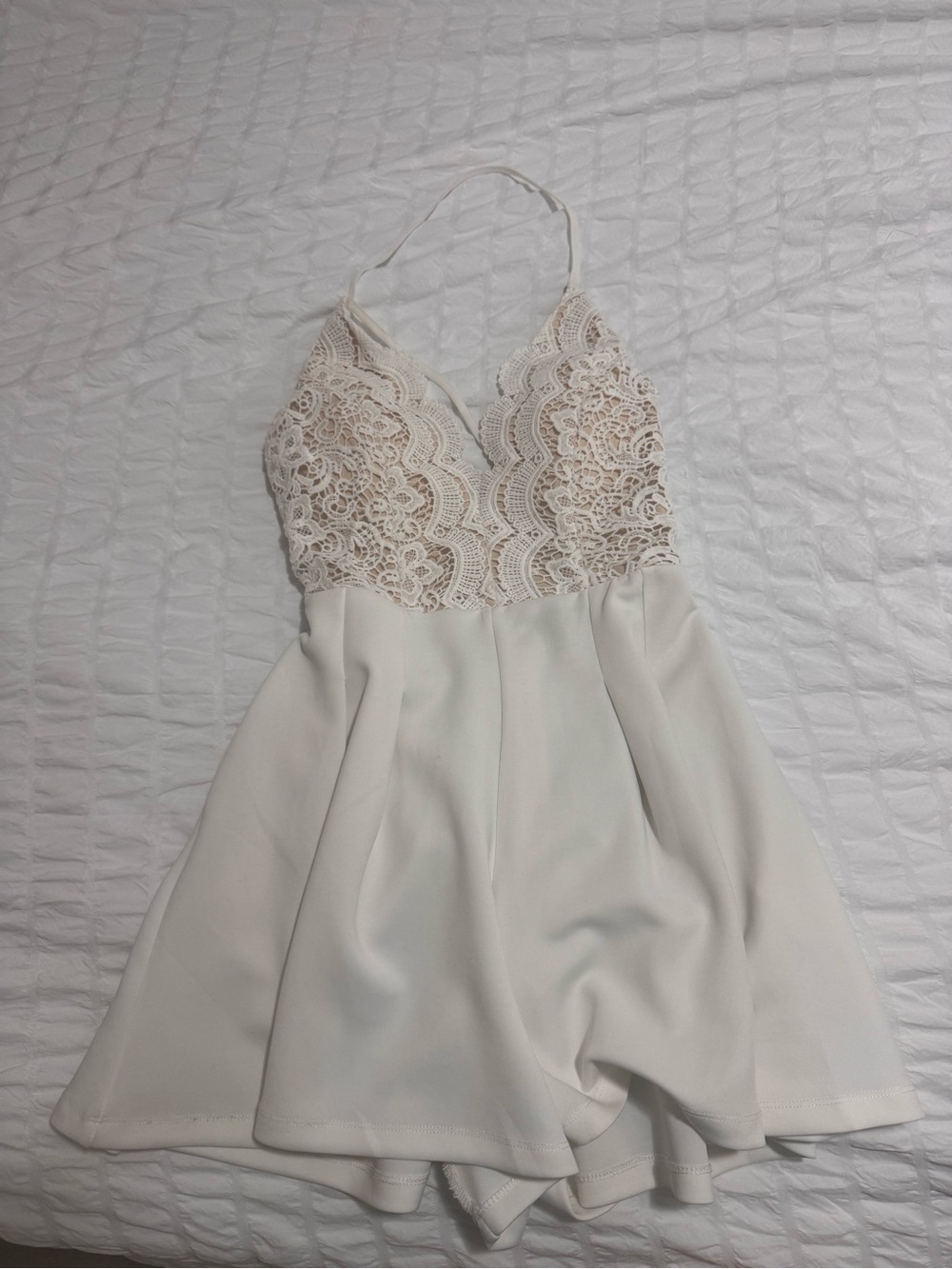 Lace Bust Mini Dress - White